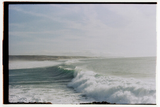 View of the Atlantic Ocean, Ericeira, Portugal. On film