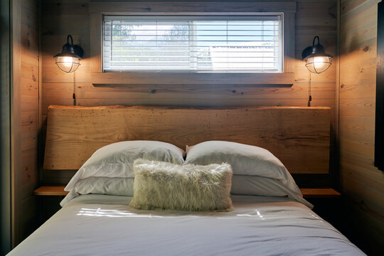 Wooden cabin bedroom