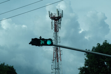 Green Traffic Light with Countdown Timer 