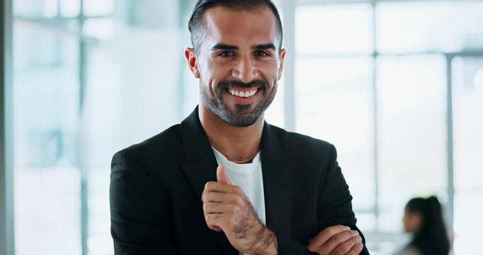 Confident, corporate and professional with business man in office for internal auditor, financial organization and consultant. About us, asset management and portrait of person in actuary firm