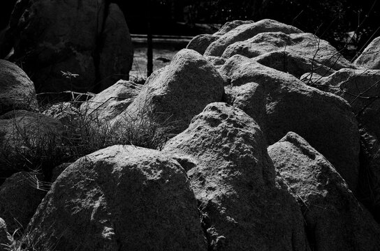 Boulders in black and white