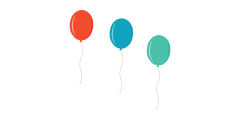 Balloon icons. Balloon with string in line cartoon style. Different shapes of ballons for birthday, party and wedding. © Ubay
