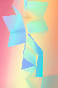 Folded sheet of paper  with colourful gradients