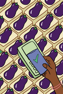 Contactless phone payment for vegetables