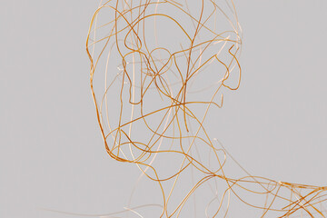Abstract Sculpture- Golden Human Head