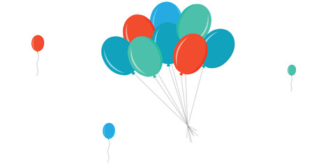 Balloon icons. Balloon with string in line cartoon style. © Ubay