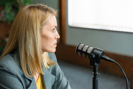 Recording a podcast in the studio