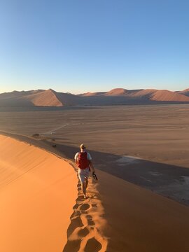 Exploring sandunes Sossusvlei, Namibia