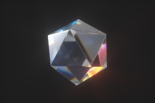 3D Trendy Crystal Glass Gem with Glossy Rainbow Spectrum.