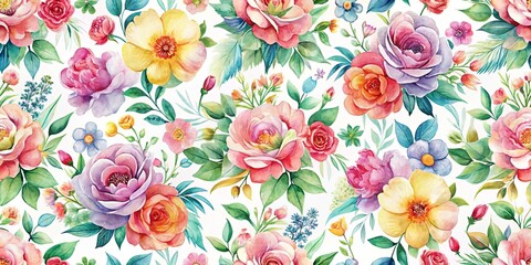 Handmade watercolor floral seamless pattern perfect for summer designs