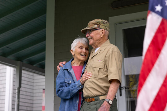 Senior Citizen  Veteran Portrait  home  with wife 