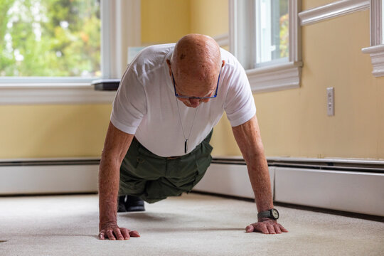 Senior Citizen military Veteran exercise push up 
