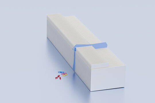 Neatly arranged folders / files. 