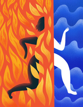 Emotional Contrast of Warmth and Coolness in Abstract Art