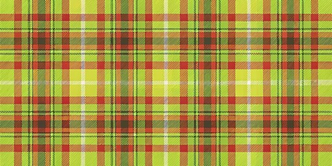 Fototapeta premium Modern lime and red plaid textile design with tartan seamless background