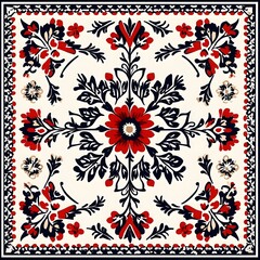 105. **Romanian traditional folk art pattern with geometric and floral designs.**