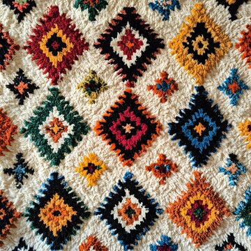106. **Algerian Berber rug pattern with traditional, colorful motifs.**