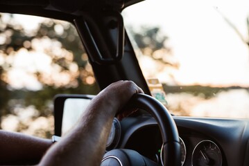 person driving a car