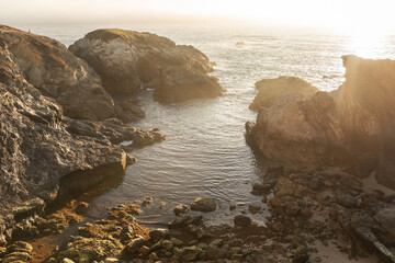 landscape of a beautiful Portuguese beach at sunset