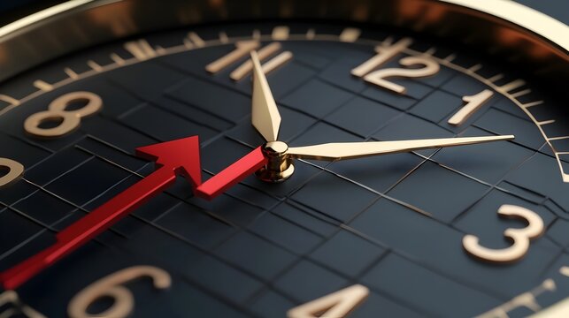 Downward Trending Interest Rate Symbol on Clock Face Representing Time Running Out on Savings