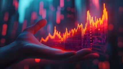 Hand Holding Declining Interest Rate Chart Representing Market Changes and Economic Challenges