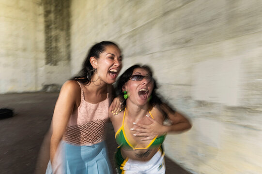 Multiracial friends with street style spontaneity