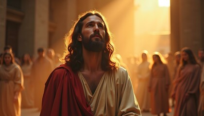 Naklejka premium jesus christ talking to his disciples