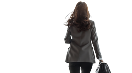 A women Walking , Captured From Behind , Isolated On transparent Background - Quality Enhanced With Ai