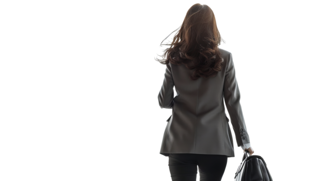 A women Walking , Captured From Behind , Isolated On transparent Background - Quality Enhanced With Ai 