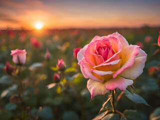 Fototapeta premium sunset in the field