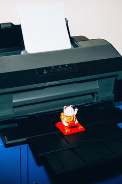 Maneki-neko on office printer