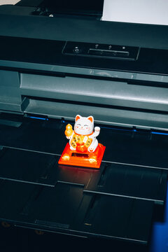 Maneki-neko on office printer