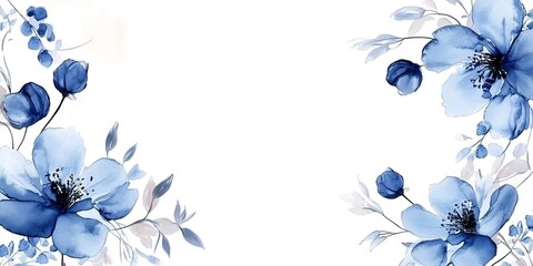beautiful wedding floral design with blue flower abstract painting background on white background