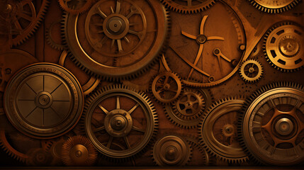 Bronze and Copper Industrial Gearwork in Steampunk Design