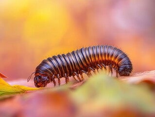 Fototapeta premium millipede isolated on abstract background