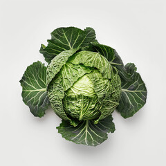 Fototapeta premium Fresh Whole Green Cabbage on White