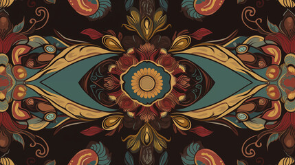Symmetrical Floral Motifs With Vibrant Colors and Detailed Patterns