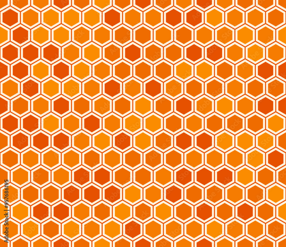 Poster minimal geometric background. simple hexagon pattern with inner solid cells. orange color tones. hex