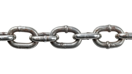 close up view  of and old chain , Isolated on white background 