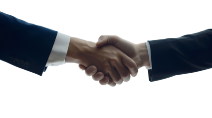 2 Business Man Hand Shaking - Isolated on Transparent Background 