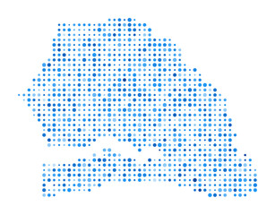 Fototapeta premium Senegal Dot Map. Country Digital Style Shape. Senegal vector image. Country shape with blue circular dots. Vibrant vector illustration.