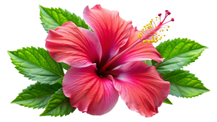 Tropical Flowers: The Hibiscus and Its Nature's Splendor on a Transparent Background.