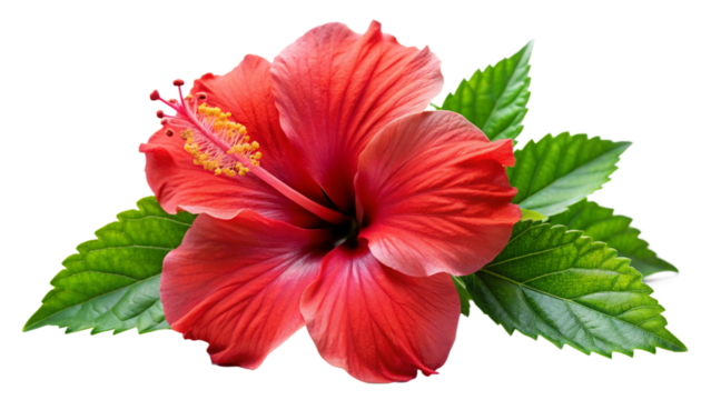 Tropical Flowers: The Hibiscus and Its Nature's Splendor on a Transparent Background.