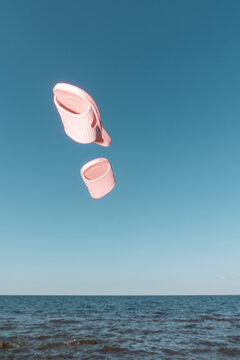 Pink Beach Sleepers Floating Above the Sea