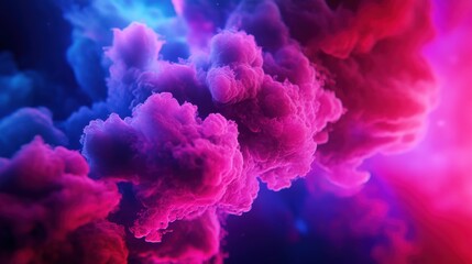 Fototapeta premium A vibrant display of colorful smoke blending hues of pink and blue, creating a mesmerizing atmosphere for artistic inspiration.