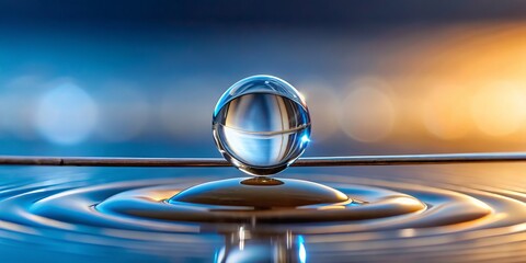 A single droplet of water, 0.48 grams in mass, assumes a nearly perfect spherical shape as it is