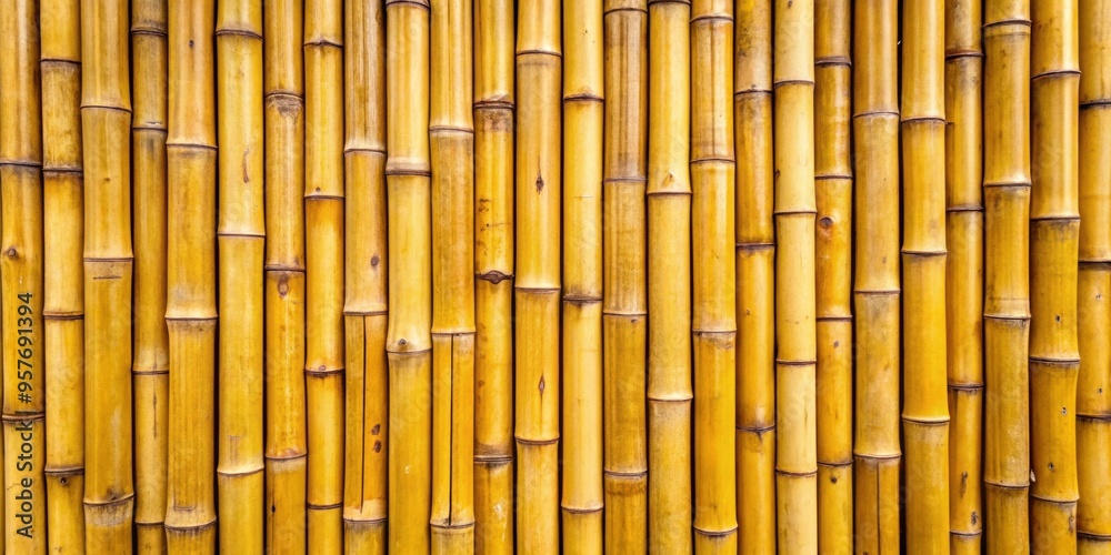 Sticker Dried bamboo wall or fence background with a textured yellow bamboo pattern , bamboo, texture, yellow, dried, wall, fence