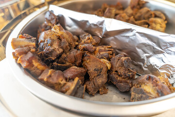 Roasted meat In Chaffing Dish at a Nigerian Party