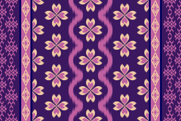 Colorful of Ikat pattern, Thai art design, Ikat Ornament style, Ikat Print. Abstract geometric seamless pattern background traditional ethic for clothing, fabric, textile, fashion.