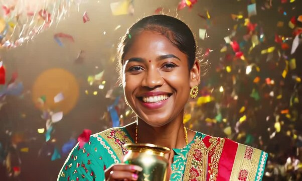 Ethiopian Woman Celebrating Victory at Championship Ceremony